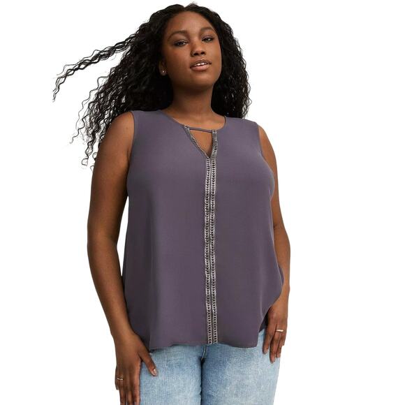 NWT Torrid Georgette Embellished Trim Sleeveless Tank - Size 3X 22-24 - Picture 1 of 8